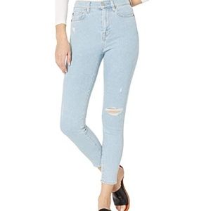 Luxe Vintage High Waist Ankle Skinny with Destroy in Snowbird